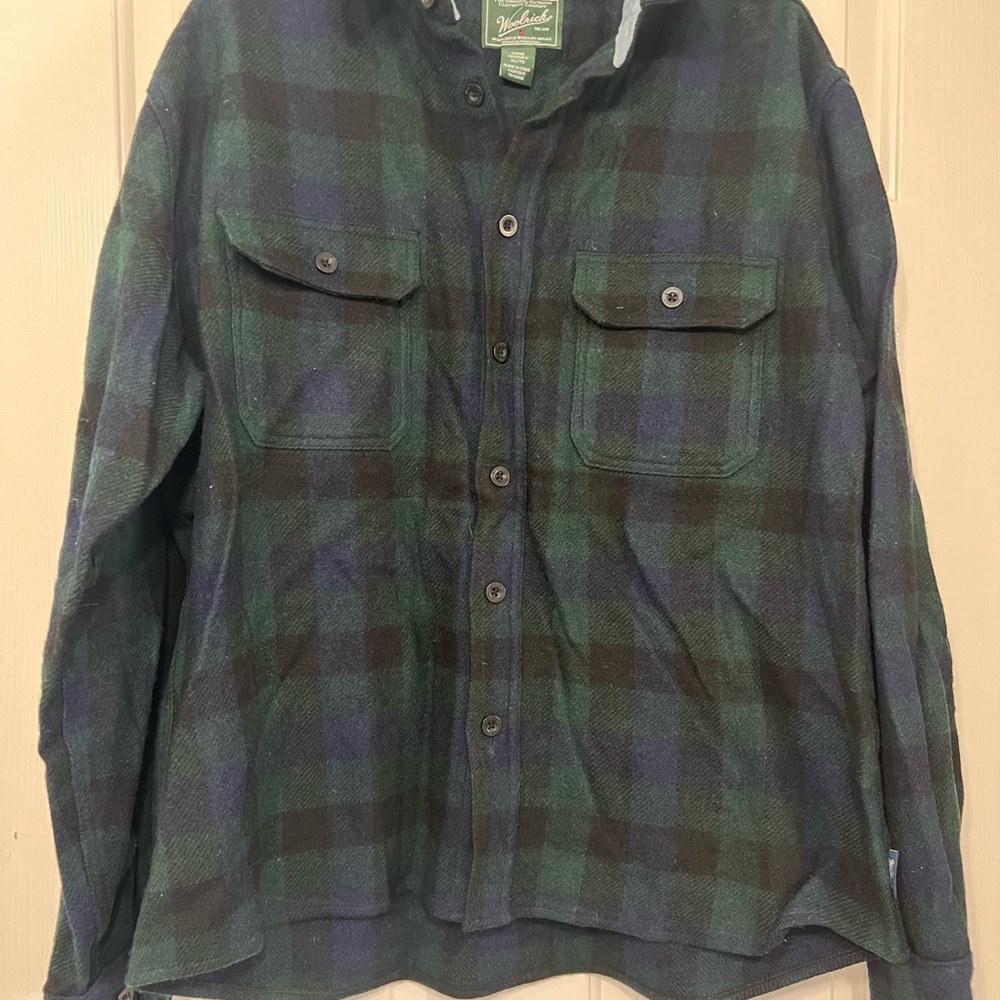 Woolrich Green and Blue Plaid Shirt